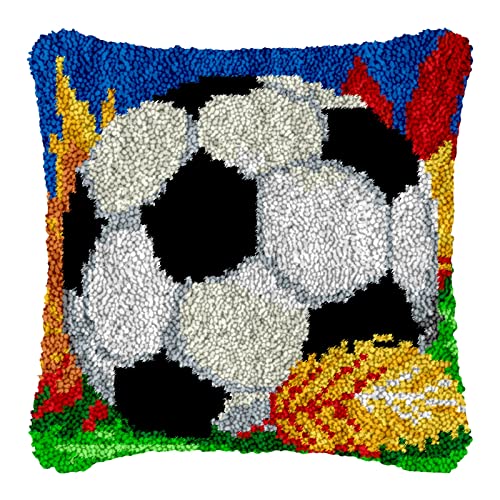 Fußball Knüpfkissen Zum Selber Knüpfen Erwachsene Kinder, 3D Sofakissenbezug Knüpfen Selber Machen Wohnzimmer Kreatives Geschenk (Color : B) von JDWJXB