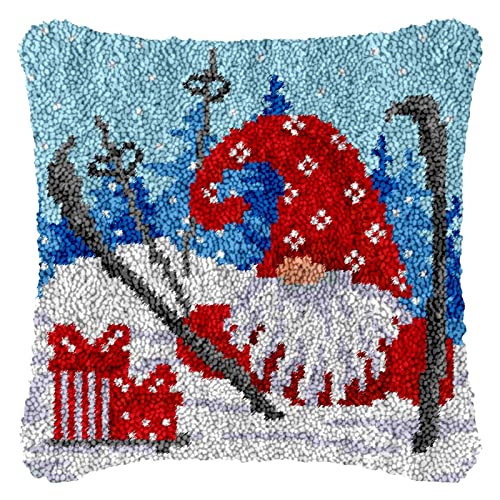 Knüpfkissen Zum Selber Knüpfen, Weihnachten Zwerge Kissenbezug Selber Machen, Unvollendete Sofakissenbezug Set für Erwachsene Kinder (Color : GNOME) von JDWJXB