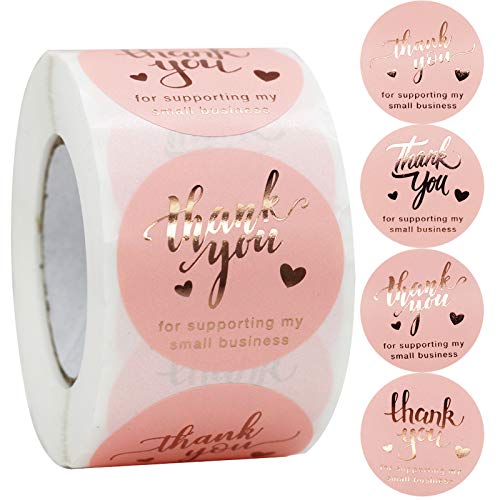 JDYFQIAN Aufkleber mit Aufschrift "Thank You For Supporting My Small Business", 3,8 cm, 4 Designs, Goldfolie, Dankesaufkleber, Etiketten für Geschäftsleute, Pink, 500 Stück JDYFQIAN Aufkleber mit Aufschrift "Thank You For Supporting My Small Business", 3,8 cm, 4 Designs, Goldfolie, Dankesaufkleber, Etiketten für Geschäftsleute, Pink, 500 Stück von JDYFQIAN