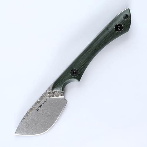 JEABROTHER Ummanteltes DC53 Klinge festes Messer Jagdmesser, Leinen Griff Fruchtmesser (Green handle with white pattern) von JEABROTHER