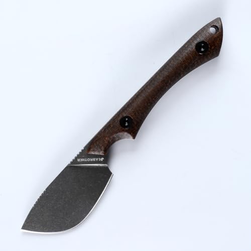 JEABROTHER Ummanteltes DC53 Klinge festes Messer Jagdmesser, Leinen Griff Fruchtmesser (Linen Black Blade) von JEABROTHER