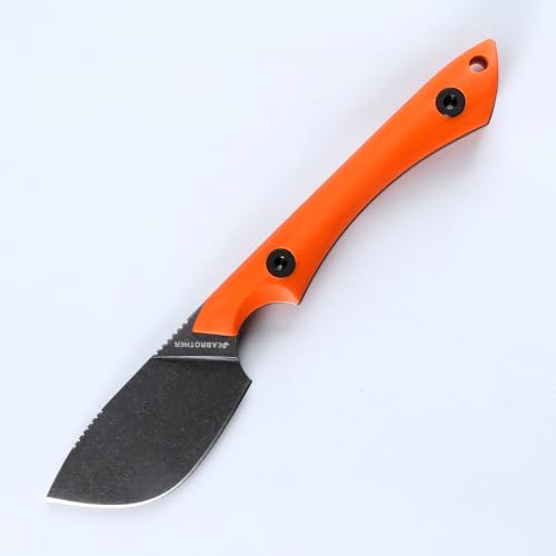 JEABROTHER Ummanteltes DC53 Klinge festes Messer Jagdmesser, Leinen Griff Fruchtmesser (Orange Handle Black Blade) von JEABROTHER