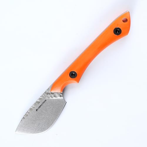 JEABROTHER Ummanteltes DC53 Klinge festes Messer Jagdmesser, Leinen Griff Fruchtmesser (Orange handle) von JEABROTHER