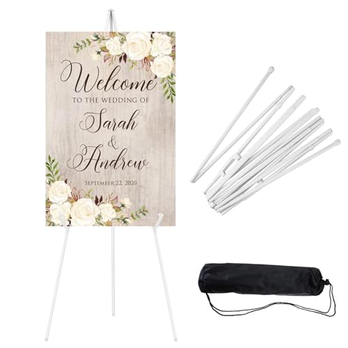 JEAWIWI 1 x weißer Staffelei-Ständer für Schilder, 168 cm, leicht, verstellbar, Kunst-Poster-Ständer für Ausstellung, Hochzeit, Willkommensschild, Metall-Staffelei zum Malen mit tragbarer Tasche von JEAWIWI