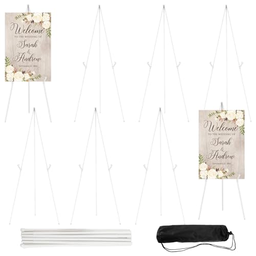 JEAWIWI Staffelei-Ständer, Leinwandständer, 165 cm, 8 Stück, leicht, verstellbar, Kunststaffelei für Display, Hochzeitsschild, Poster, weiße Metallstaffelei mit tragbaren Taschen JEAWIWI Staffelei-Ständer, Leinwandständer, 165 cm, 8 Stück, leicht, verstellbar, Kunststaffelei für Display, Hochzeitsschild, Poster, weiße Metallstaffelei mit tragbaren Taschen von JEAWIWI