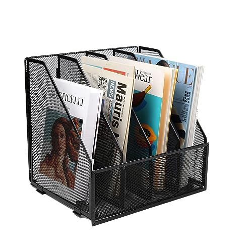JEBELE 4 Fach Stehsammler Zeitschriftensammler Stehordner für Büro Dokumente A4 Papier Literatur Schule Metall,Schwarz von JEBELE