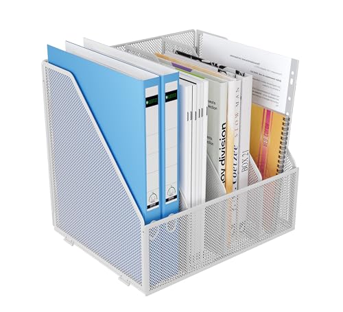 JEBELE Metall Büro Schreibtisch Organizer,in der A4-Format,Aufbewahrungs und Ordnerungsutensil für die Papierunterlagen Zeitschriften Dateien Briefe usw,auf dem Schreibtisch von JEBELE