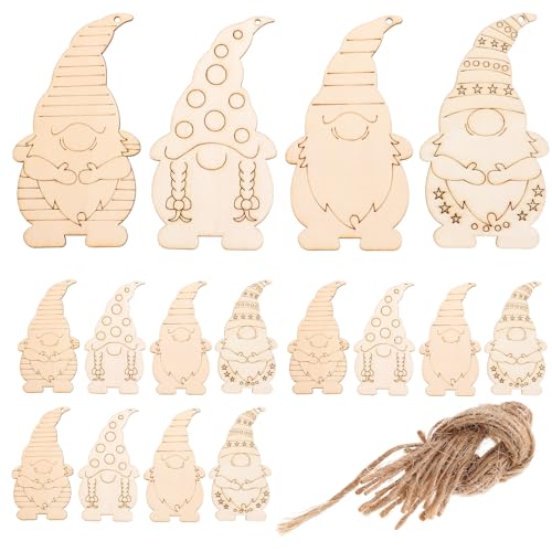 40 Stück unlackierte Zwergholzausschnitte: Blanko-Weihnachtsschmuck zum Aufhängen mit Seil – hängende Holzscheiben für Weihnachtsbaum-Ornament-Dekorationen 40 Stück unlackierte Zwergholzausschnitte: Blanko-Weihnachtsschmuck zum Aufhängen mit Seil – hängende Holzscheiben für Weihnachtsbaum-Ornament-Dekorationen von JECOMPRIS