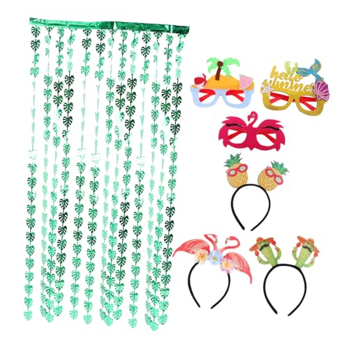 JECOMPRIS 1 Satz Hawaii Party Zubehör Set Lustige Sonnenbrillen Haarband und Regenvorhang für Kreative Feierdekoration für Luau Feiern und Unvergessliche Partymomente JECOMPRIS 1 Satz Hawaii Party Zubehör Set Lustige Sonnenbrillen Haarband und Regenvorhang für Kreative Feierdekoration für Luau Feiern und Unvergessliche Partymomente von JECOMPRIS