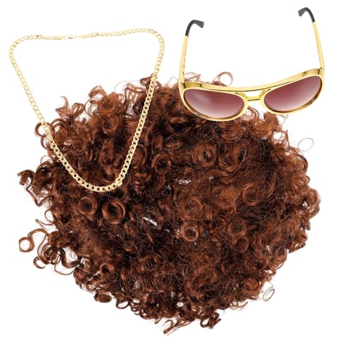 JECOMPRIS 1 Satz Jahre Disco Perücke Sonnenbrille und Goldkette Kostümzubehör für Rollenspiele und Partys Geeignet für Männer Alters JECOMPRIS 1 Satz Jahre Disco Perücke Sonnenbrille und Goldkette Kostümzubehör für Rollenspiele und Partys Geeignet für Männer Alters von JECOMPRIS