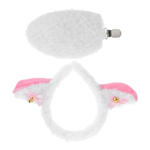 JECOMPRIS 1 Satz Lammkleidungszubehör Cosplay -Lammzubehör Lammkostümrequisiten Cosplay- Schafohren und - Halloween Cosplay -Lamm Lammschwanzkostüm Lammpartykostüm Stoff Weiß von JECOMPRIS