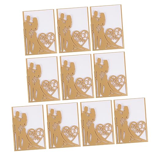 JECOMPRIS 10 Stück Kreative Hochzeitseinladungen mit Filigranem Design Klappkarten mit Umschlägen für Braut und Bräutigam Romantische Einladungskarten für Hochzeiten und Feierlichkeiten von JECOMPRIS