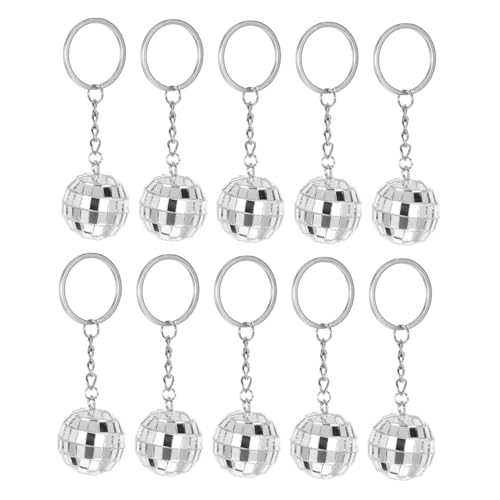 JECOMPRIS 10 Stück Teiliges Disco Kugel Schlüsselanhänger Spiegel Kugel Anhänger Party Deko Weihnachtsbaum Hängend Stilvolles Accessoire für Taschen Rucksäcke Geburtstagsfeier von JECOMPRIS