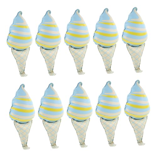 JECOMPRIS 10 Stück Teiliges Eiscreme Folienballon Matte Blaue Eistüten Langlebige Partydeko für Geburtstag Einfache Handhabung Festliche Atmosphäre für Erwachsene von JECOMPRIS