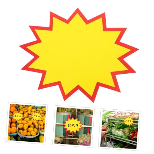 JECOMPRIS 100 Stück Preisschild Zeichen Einzelhandel kleine Aufkleber Etiketten groß Preisaufkleber leer Preisetiketten Werbeaufkleber Verkaufsaufkleber Tags für Geschäfte Papier Yellow von JECOMPRIS