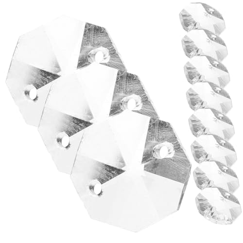 JECOMPRIS 100 Stück Transparente Doppellochige Kristall Achtkantige Glasperlen für Schmuckherstellung und Vorhangdekoration Vielseitig für DIY Fadenvorhänge und Raumgestaltung von JECOMPRIS
