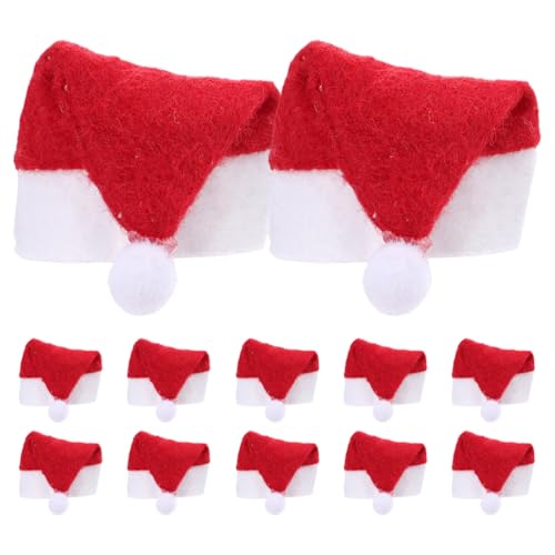 JECOMPRIS 12 Stück Mini-weihnachtshüte, Weihnachts-lollipop-hüte, Lollipop-wraps, Topper, Süßigkeitenverpackung, Süßigkeitenhülle, Weinflaschenverschlüsse von JECOMPRIS