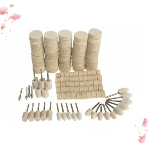 JECOMPRIS 129 Stk Teiliges Filz und Woll Polierscheiben Set Polierpads für Metall Holz Jade und Schmuck Kompatibel mit Elektrowerkzeugen für Schleifen Polieren und Wachsen von Oberflächen von JECOMPRIS
