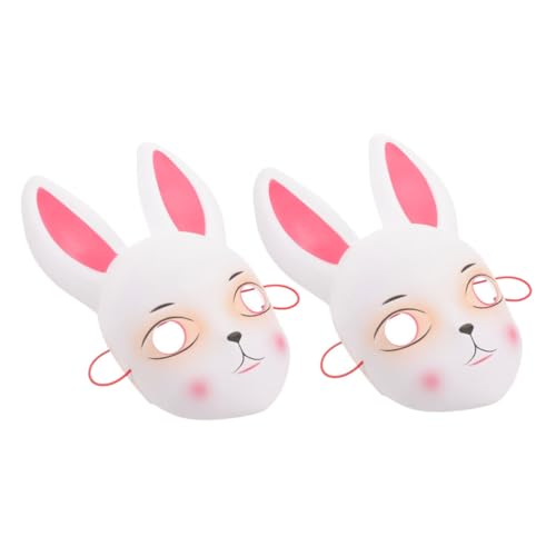 JECOMPRIS 2 Stück Hasenmaske Maske Cosplay-partymaske Cartoonmaske Kaninchen Maskerade Maske Halloween Kostümzubehör Osterhasenmaske Hasenohrmaske Hasen-maskerade-maske Plastik Weiß von JECOMPRIS