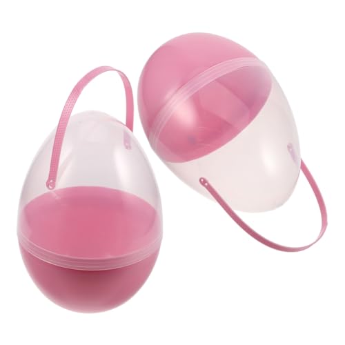 JECOMPRIS 2 Stück Osterdeko DIY Plastik Durchsichtige Befüllbare Eier Halloween Eier Plastik Befüllbare Osterjagd Spiel Plastik Osterei Riesiges Osterei Ornament Pp Rosa von JECOMPRIS