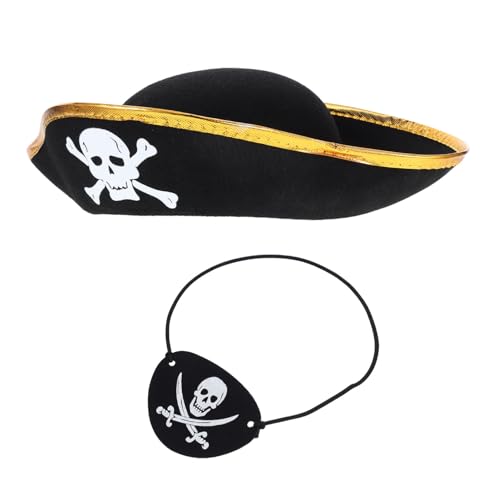 JECOMPRIS 2 Stück Piratenhut und Augenklappe Set aus Vliesstoff für Damen Herren Vielseitiges Halloween Kostüm Zubehör für Karneval Maskerade Cosplay und Themenpartys JECOMPRIS 2 Stück Piratenhut und Augenklappe Set aus Vliesstoff für Damen Herren Vielseitiges Halloween Kostüm Zubehör für Karneval Maskerade Cosplay und Themenpartys von JECOMPRIS