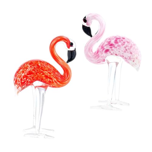 JECOMPRIS 2 Stück Teiliges Flamingo Glasornament Handgefertigt Kreative Tierfigur aus Kristallglas Tischdekoration für Wohnzimmer und Büro Stilvolle Geschenkidee von JECOMPRIS
