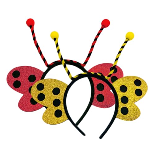 JECOMPRIS 2 Stück Teiliges Insekten haarband Cartoon stirnbänder mit Roter Schmetterling und Gelber Biene Weiche Party haarreifen Dekoratives Haar accessoire für Damen und Mädchen von JECOMPRIS