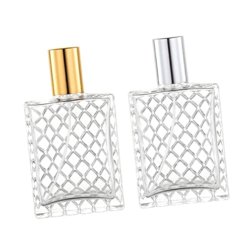 JECOMPRIS 2 Stück Teiliges Parfümzerstäuber Transparentes Glas Essenz Nachfüllflasche mit Gold und Silberdeckel Luftdicht Tragbar Vielseitig für Ätherische Öle und Duftöle von JECOMPRIS