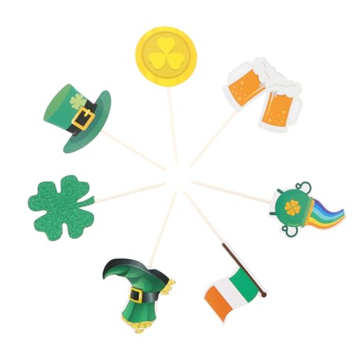 JECOMPRIS 24St Irische Karte Topper für St. Patricks Day Partydekorationen mit irischer Flagge Cupcakes Kuchenornament Kuchendekor für st. Patricks Tag Karte einführen von JECOMPRIS