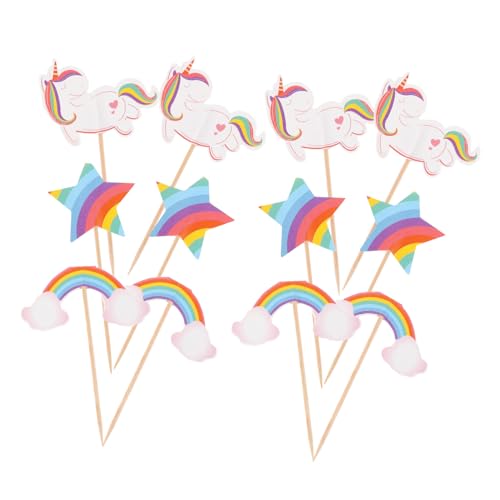 JECOMPRIS 24 Stück Kuchendekorations-picks Geburtstags-obstpflücker Geburtstagstorte Neuartige Kuchenauswahl Cupcake-dekorationen Zum Geburtstag Party Cupcake Topper Bambus von JECOMPRIS