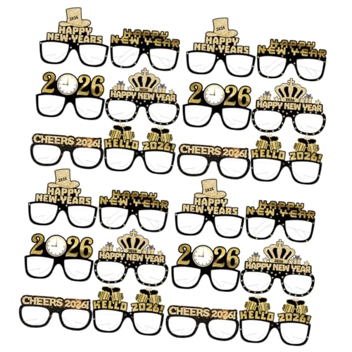JECOMPRIS 24 Stück Teiliges Neujahrsbrillen aus Papier in Schwarz Gold mit Glitzereffekt Leichte Papierbrillen als Foto Requisiten für Silvester Party und Festliche Neujahrsdekoration JECOMPRIS 24 Stück Teiliges Neujahrsbrillen aus Papier in Schwarz Gold mit Glitzereffekt Leichte Papierbrillen als Foto Requisiten für Silvester Party und Festliche Neujahrsdekoration von JECOMPRIS