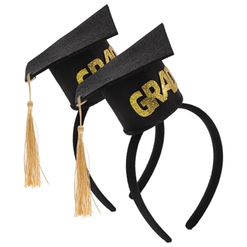 JECOMPRIS 2pcs Abschlusskappe Stirnband Abschlusssaison Hut Dekoration Für Abschlussfeier Bachelor Hat Stirnband Mit Quasten Für Abschlusskostüm -abschlusskappe Haarband von JECOMPRIS