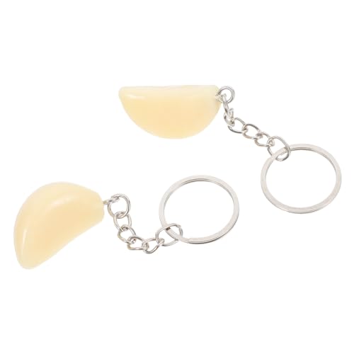 JECOMPRIS 2pcs Knoblauchanhänger Schlüsselbund Künstlicher Knoblauchschlüsselketten -lifelike Knoblauchmodell Für Lebensmittelfotografie Knoblauchschlüsselring Für Handtasche von JECOMPRIS