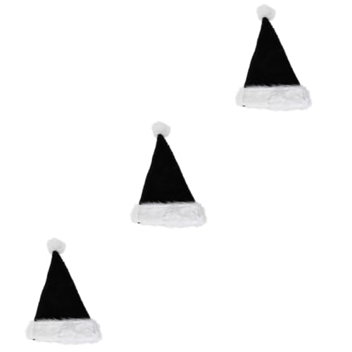 JECOMPRIS 3 Stück Plüsch Weihnachtsmütze für Erwachsene Schwarze Langhaarige Kopfbedeckung für Halloween und Weihnachtsfeiern Spaßiger Kostüm Hut für Festliche Anlässe und Partys von JECOMPRIS