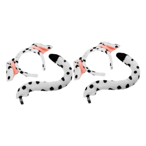 JECOMPRIS 4 Stück Dalmatiner Hundeohren Stirnband und Set Teilig Weiches Bequemes Cosplay Kostümzubehör für Erwachsene Niedliches Hundekostüm für Halloween Fasching Mottoparty von JECOMPRIS