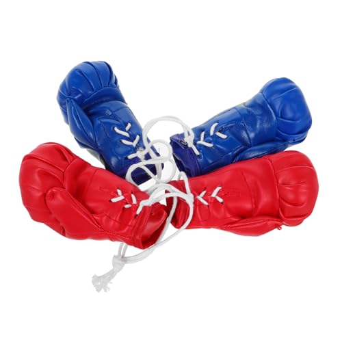 JECOMPRIS 4 Stück Teiliges Mini Boxhandschuhe Rot Blau Miniatur Boxhandschuh Anhänger für Auto Spiegel Weihnachtsdeko und Party Realistische Puppenhaus Deko für Boxfans und Sammler von JECOMPRIS