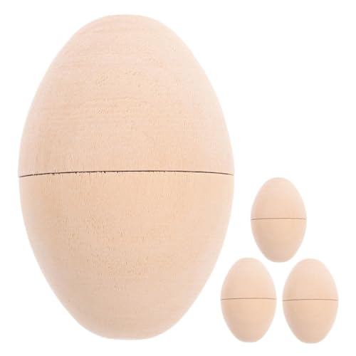 JECOMPRIS 4 Stück weißes embryoniertes Ei Osterei-Requisite Osterei selber machen DIY -handgemalte Eier Eierverzierung DIY bemalbare Eier unfertige gefälschte Eier unfertige Eier Holz Khaki von JECOMPRIS