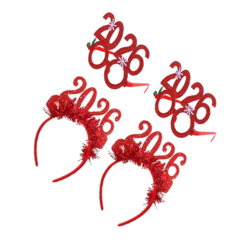 JECOMPRIS 4 Stücke Teiliges Silvester Haarreifen und Brillen Festliche Komfortable Partyaccessoires für Weihnachts und Neujahrsfeiern Vielseitige Requisiten für Altersgruppen von JECOMPRIS