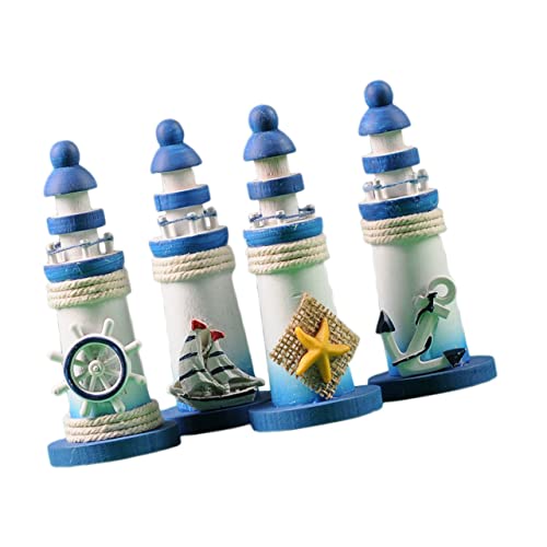 JECOMPRIS 4Stücke Dekorativer Holzleuchtturm Mediterrane Tischdeko für Zuhause und Büro Nautische Ornamente für Strandpartys Stilvolle Holzdekoration im Ozeanstil Handgefertigt JECOMPRIS 4Stücke Dekorativer Holzleuchtturm Mediterrane Tischdeko für Zuhause und Büro Nautische Ornamente für Strandpartys Stilvolle Holzdekoration im Ozeanstil Handgefertigt von JECOMPRIS