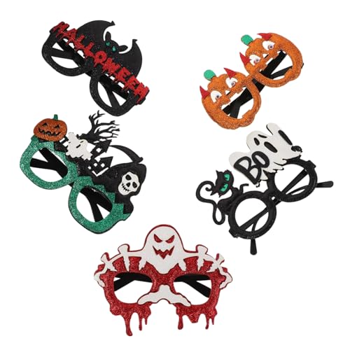 JECOMPRIS 5 Stück Halloween dekorative Brille Halloween -Party -Requisiten Zubehör Partybrille leichte lustige Filz von JECOMPRIS
