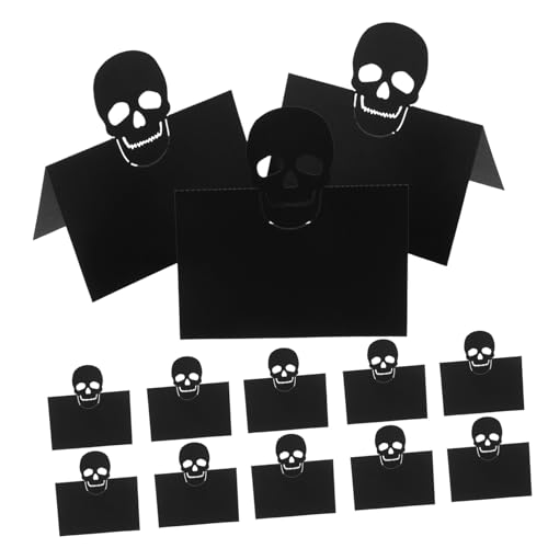 JECOMPRIS 50 Stück Halloween Tischkarten mit Schädelmotiv Stabile Kunstvoll Gestaltete Tent Cards für Sitzordnung bei Partys Hochzeiten Banketten und Dinner Events für Festliche Tische von JECOMPRIS