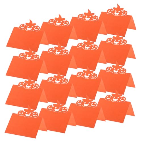 JECOMPRIS 50 Stück Teiliges Halloween Tischkarten mit Kürbismotiv Faltbare Platzkarten für Herbstparty Thanksgiving Hochzeiten Dinner und Festliche Tischdekoration von JECOMPRIS