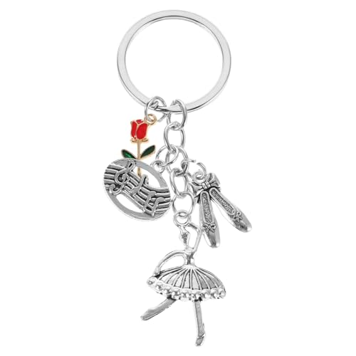 JECOMPRIS 6 Stück Ballettschuh Schlüsselanhänger mit Blumenanhänger und Ballerina Figur Langlebiger Taschen und Autoschlüsselanhänger Stilvolles für Tänzer und Tanzliebhaber von JECOMPRIS