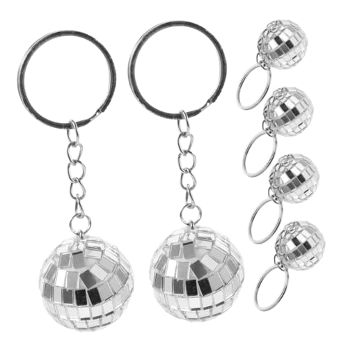 JECOMPRIS 6 Stück Spiegelkugel Schlüsselanhänger Disco Party Dekoration Herzförmige Spiegelkugel Discokugel Charm Disco Schlüsselanhänger Discokugel Dekorationen Party Spiegel von JECOMPRIS