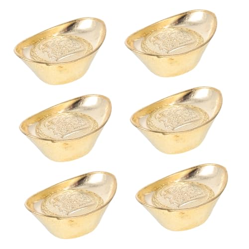 JECOMPRIS 6 Stück Teiliges Goldener Ingots Feng Shui Dekoration aus Legierung Glücksbringer für Büro und Zuhause Kompakte Feine Verarbeitung Langlebiges Sicheres Material als von JECOMPRIS