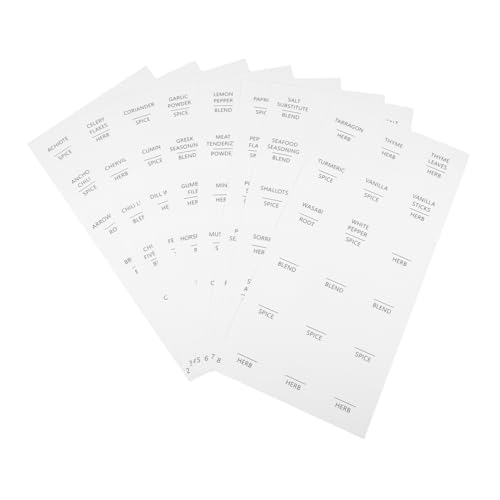 JECOMPRIS 8 Blatt Geschmacksgeschriebenes Etikett Gewürze Gewürzflaschenbezeichnungen Konservenbezeichnungen Etiketten Für Gewürzdosen Etiketten Für Einmachgläser Aufkleber Weiß von JECOMPRIS