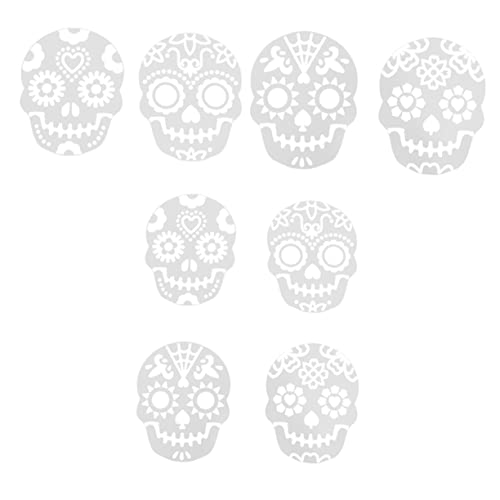 JECOMPRIS 8Stücke Halloween Schädel Kuchen Schablonen Hohle DIY Spritzformen aus Lebensmittelechtem für Tortendekoration Geeignet für Mousse Süßigkeiten und von JECOMPRIS