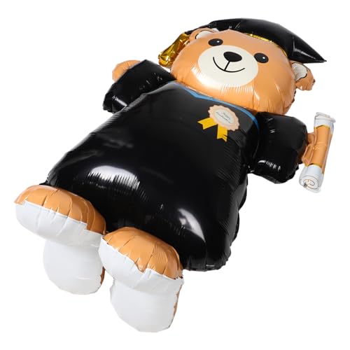 JECOMPRIS Abschlussbärballon Herzlichen Glückwunsch, Graduiertenballons Hochzeitsbärenballons herzlichen glückwunsch grad folienballon Abschlussvorräte Abschlussfeier Aluminiumfolie Schwarz von JECOMPRIS