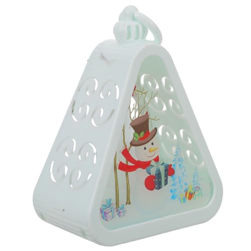 JECOMPRIS Dekorative Weihnachtslaterne im Retro-Stil mit LED-Schneemannlicht, festliche Nachtlampe für Feiertags-Tischdekoration, leuchtendes Atmosphärenlicht für Winterfestivals, Weiß von JECOMPRIS