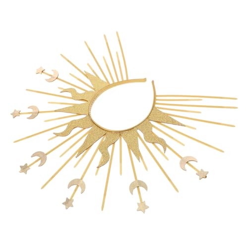 JECOMPRIS Goldener und Mond Haarreif mit Spitzem Zip Tie Design Stylisches Kopfschmuck Accessoire für Frauen Party und Halloween Kostüm Modisches Headpiece für Cosplay und Show von JECOMPRIS